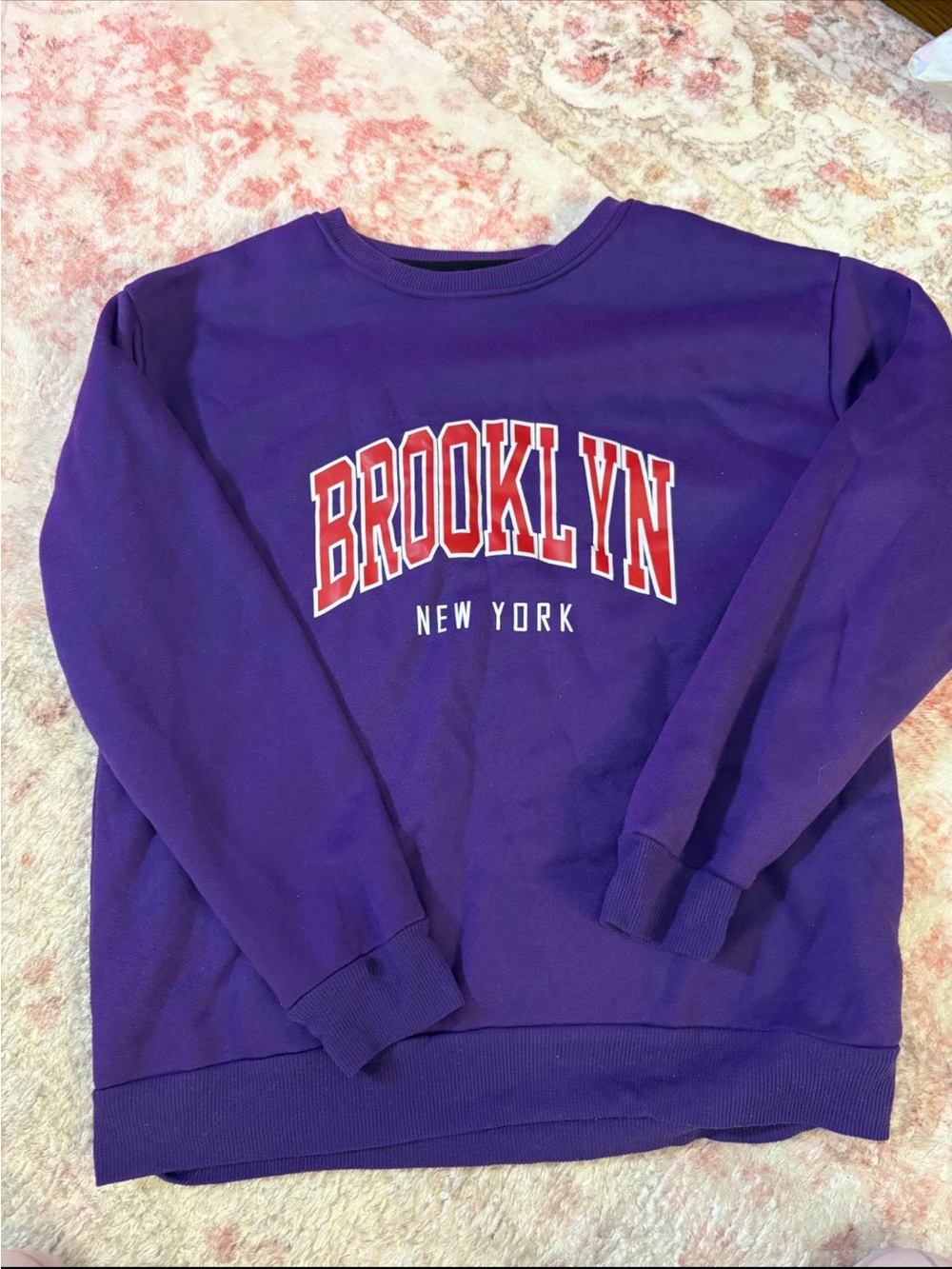 SHEIN Purple 'BROOKLYN' Crewneck Sweatshirt